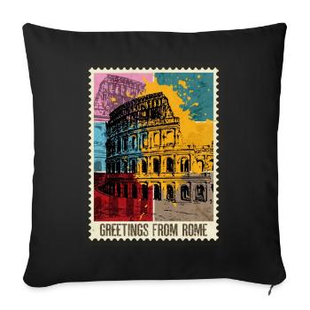 Rome Rome Italy City Skyline Stamp Colorful - Sofa pillowcase 17,3'' x 17,3'' (45 x 45 cm) - black - Front