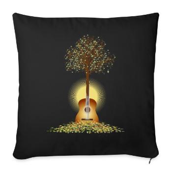 radiant surreal guitar motif with tree - Sofa pillowcase 17,3'' x 17,3'' (45 x 45 cm) - black - Front
