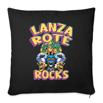 Lanzarote Summer Sun Beach Palm Trees Skull - Sofa pillowcase 17,3'' x 17,3'' (45 x 45 cm) - black - Front