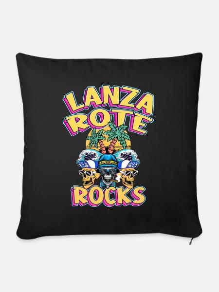 Lanzarote Sommer Sonne Strand Palmen Totenkopf - Sofakissenbezug 45 x 45 cm - Schwarz