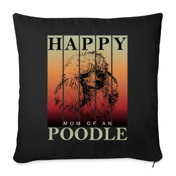 Caniche Chien Chiens Maman - Housse de coussin décorative 45 x 45 cm - noir - Devant