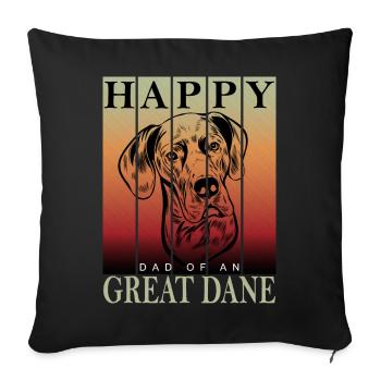 Deutsche Dogge - Joyeux papa danois - Housse de coussin décorative 45 x 45 cm - noir - Devant
