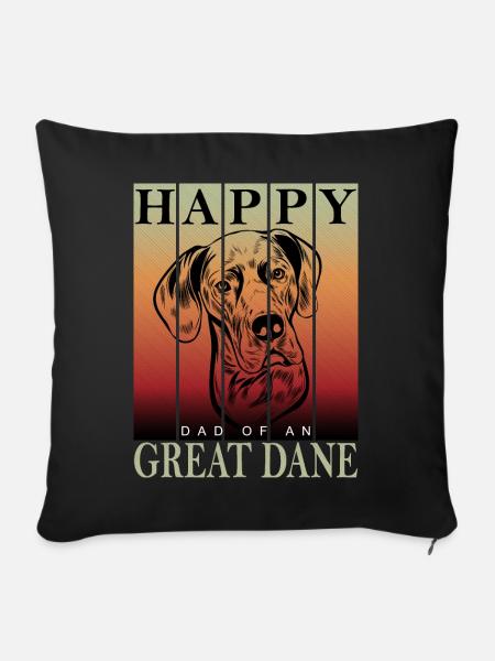 Deutsche Dogge - Happy Great Dane Dad - Sofa pillowcase 17,3'' x 17,3'' (45 x 45 cm) - black
