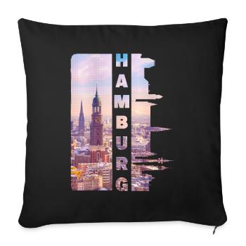 Hambourg Allemagne Ville Skyline Accueil Amour - Housse de coussin décorative 45 x 45 cm - noir - Devant
