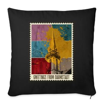 Darmstadt Allemagne City Skyline Stamp - Housse de coussin décorative 45 x 45 cm - noir - Devant