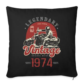 1974 Years Anniversary Vintage Biker Motorcycle - Sofa pillowcase 17,3'' x 17,3'' (45 x 45 cm) - black - Front