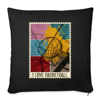 Basketball Basketballer Korb Sport Briefmarke - Sofakissenbezug 45 x 45 cm - Schwarz - Vorne
