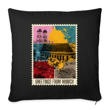 Munich Germany City Skyline Stamp - Sofa pillowcase 17,3'' x 17,3'' (45 x 45 cm) - black - Front
