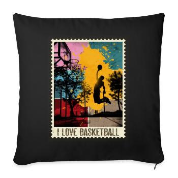 Basketball Basketball Sport Stamp Coloré - Housse de coussin décorative 45 x 45 cm - noir - Devant
