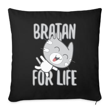 Bratan Cat Cat Grey Gift - Sofa pillowcase 17,3'' x 17,3'' (45 x 45 cm) - black - Front