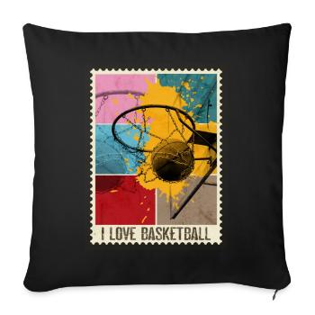 Basketball Basketballer Korb Sport Briefmarke - Sofakissenbezug 45 x 45 cm - Schwarz - Vorne