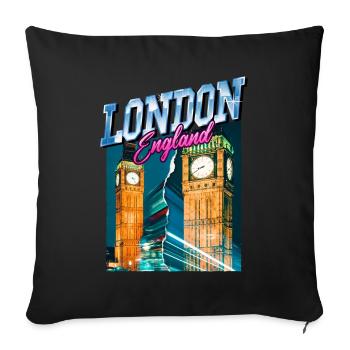 London England UK City Skyline Vintage Retro - Sofa pillowcase 17,3'' x 17,3'' (45 x 45 cm) - black - Front