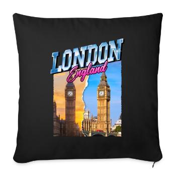 London England UK City Skyline Vintage Retro - Sofa pillowcase 17,3'' x 17,3'' (45 x 45 cm) - black - Front