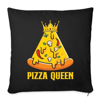 Pizza Queen officiel – Conception du leader - Housse de coussin décorative 45 x 45 cm - noir - Devant