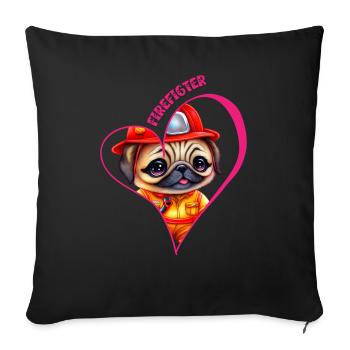 Pompier, carlin d’amour - Housse de coussin décorative 45 x 45 cm - noir - Devant