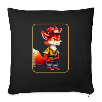 Pompier, amoureux des renards - Housse de coussin décorative 45 x 45 cm - noir - Devant
