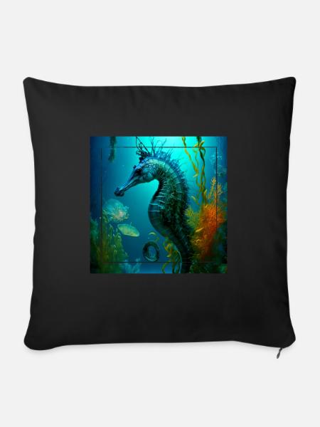 Nebelozean, Meereslebewesen - Sofakissenbezug 45 x 45 cm - Schwarz