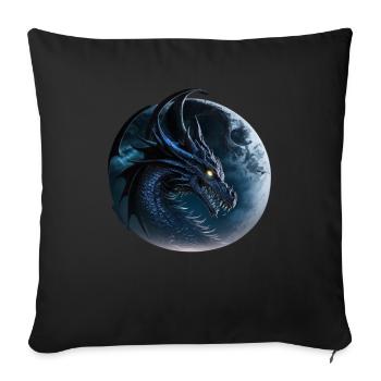Dragon noir, œil jaune - Housse de coussin décorative 45 x 45 cm - noir - Devant