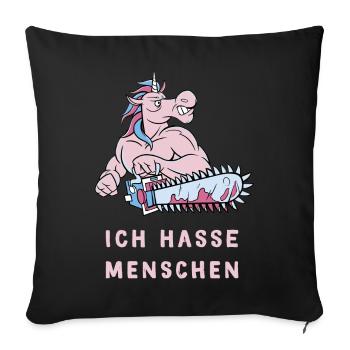 I hate people unicorn design - Sofa pillowcase 17,3'' x 17,3'' (45 x 45 cm) - black - Front