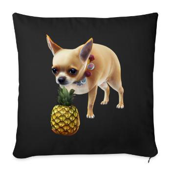 Chihuahua à l’ananas - Housse de coussin décorative 45 x 45 cm - noir - Devant