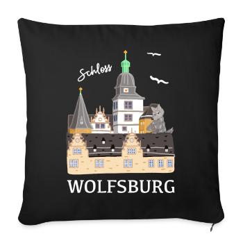 Schloss Wolfsburg, Niedersachsen - Sofakissenbezug 45 x 45 cm - Schwarz - Vorne