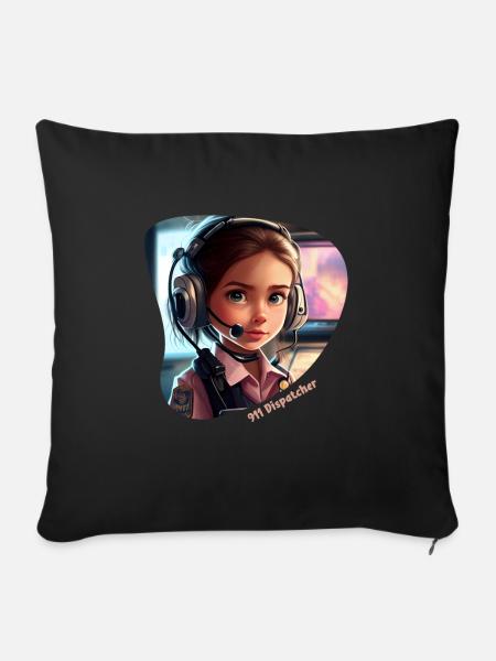 Dispatcher-Mädchen - Sofakissenbezug 45 x 45 cm - Schwarz