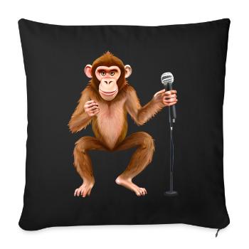 Singender Affe - Sofakissenbezug 45 x 45 cm - Schwarz - Vorne