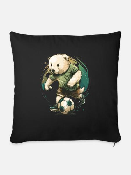 Niedliche Tierfußballspieler, Bär - Sofakissenbezug 45 x 45 cm - Schwarz