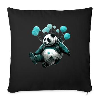 Skydiving Panda - Sofa pillowcase 17,3'' x 17,3'' (45 x 45 cm) - black - Front