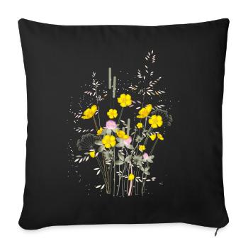 bright yellow buttercups meadow full of harmony - Sofa pillowcase 17,3'' x 17,3'' (45 x 45 cm) - black - Front