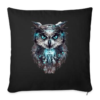 Cyber Owl - Sofa pillowcase 17,3'' x 17,3'' (45 x 45 cm) - black - Front