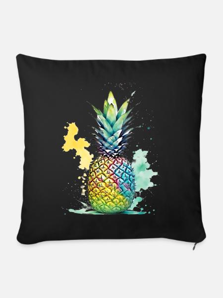 Ananas - Sofakissenbezug 45 x 45 cm - Schwarz