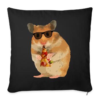 Hamster Pizza Sunglasses - Sofa pillowcase 17,3'' x 17,3'' (45 x 45 cm) - black - Front