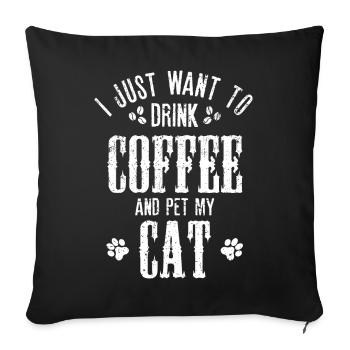 Coffee and Cat Comfort - Sofa pillowcase 17,3'' x 17,3'' (45 x 45 cm) - black - Front