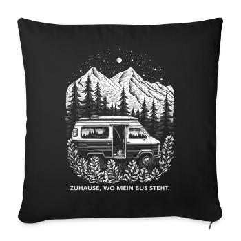 Zuhause Wo Mein Bus Steht - Sofakissenbezug 45 x 45 cm - Schwarz - Vorne