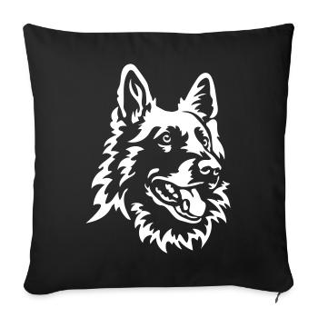 Schweizer Schäferhund Kopf "Black Edition" - Sofakissenbezug 45 x 45 cm - Schwarz - Vorne