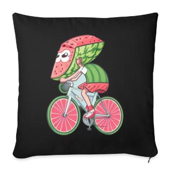 watermelon riding a bike - Housse de coussin décorative 45 x 45 cm - noir - Devant