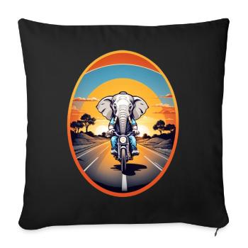 Elephant on motorcycle - Sofa pillowcase 17,3'' x 17,3'' (45 x 45 cm) - black - Front