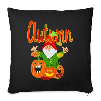 Autumnal garden magic with pumpkins - Sofa pillowcase 17,3'' x 17,3'' (45 x 45 cm) - black - Front