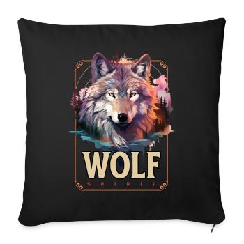 Loup tête de loup Nature nature sauvage aventure forêt Art - Housse de coussin décorative 45 x 45 cm - noir - Devant