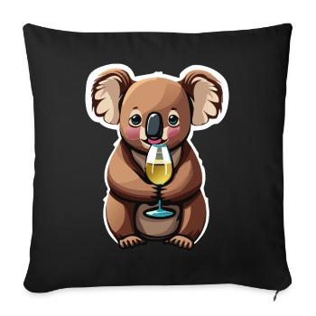 Koala Bear with Wine Glass - Sofa pillowcase 17,3'' x 17,3'' (45 x 45 cm) - black - Front