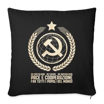 Internationalisme communiste - Housse de coussin décorative 45 x 45 cm - noir - Devant