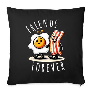 Friends Forever Ham Egg Comic Love - Sofa pillowcase 17,3'' x 17,3'' (45 x 45 cm) - black - Front