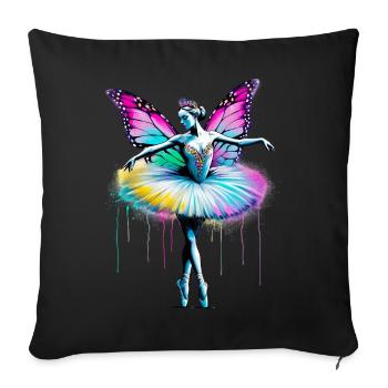 Ballerine avec des ailes de papillon papillon tutu - Housse de coussin décorative 45 x 45 cm - noir - Devant