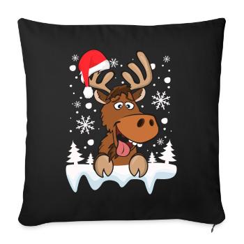 Cooles Rentier Weihnachtsmütze Schnee Weihnachten - Sofakissenbezug 45 x 45 cm - Schwarz - Vorne