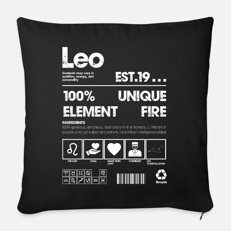 Zodiaque Lion - Housse de coussin décorative 45 x 45 cm - noir