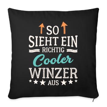 So sieht ein cooler Winzer aus Kellerei Wein - Sofakissenbezug 45 x 45 cm - Schwarz - Vorne