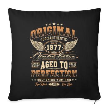 Original 1977 Vintage Born Cadeau d’anniversaire - Housse de coussin décorative 45 x 45 cm - noir - Devant