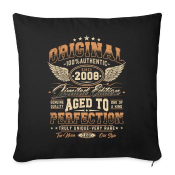 Original 2008 Vintage Born Birthday Gift - Sofa pillowcase 17,3'' x 17,3'' (45 x 45 cm) - black - Front