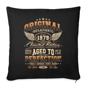 Original 1979 Vintage Born Cadeau d’anniversaire - Housse de coussin décorative 45 x 45 cm - noir - Devant